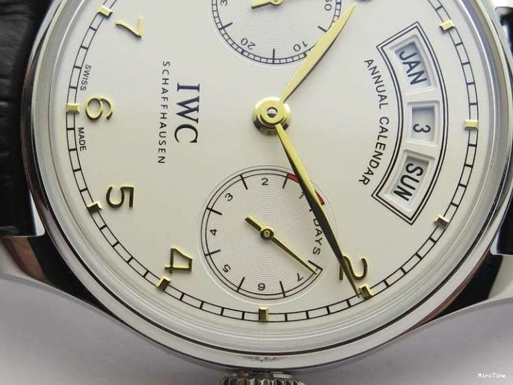 MIROTIME 0118 Portuguese Real PR Real Annual Calendar IW5035 YLF 1:1 Best Edition White Dial On Leather Strap A Refined 7243